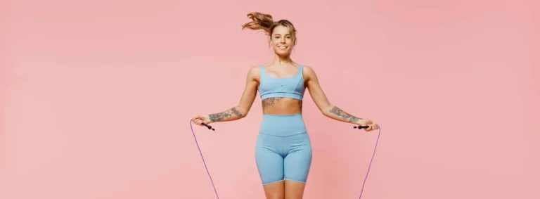 woman skipping