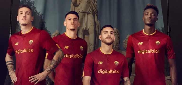 AS Roma 2223 New Balance Home Kit 5 copy scaled e1652344434754