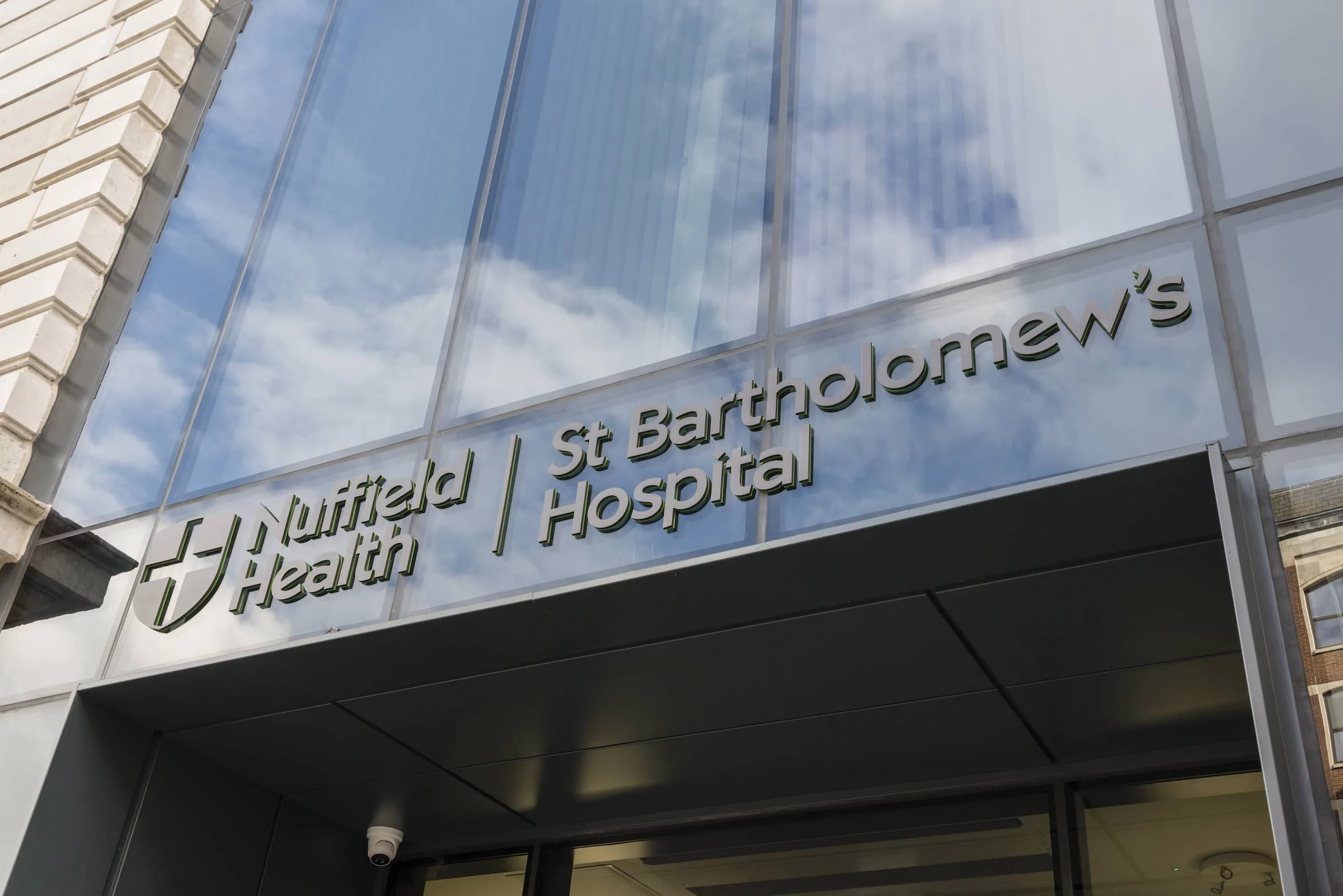 Hospital front nuffield health logo