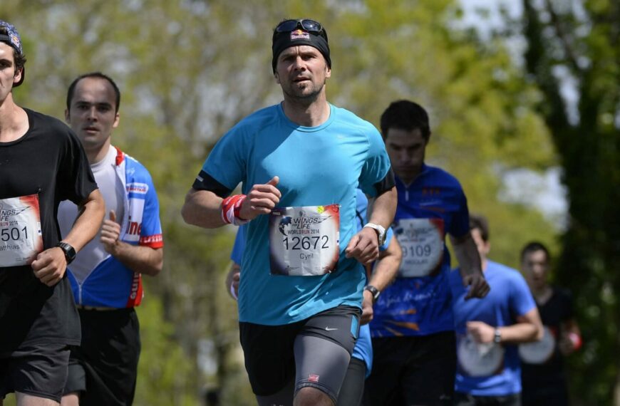 Matthias Dandois and Cyril Despres run during the Wings for Life World Run in Hennebont France on May 4 2014 scaled e1652000226142