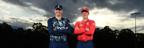 Chris Edwards left and George Greenway captains of England LD and Deaf sides