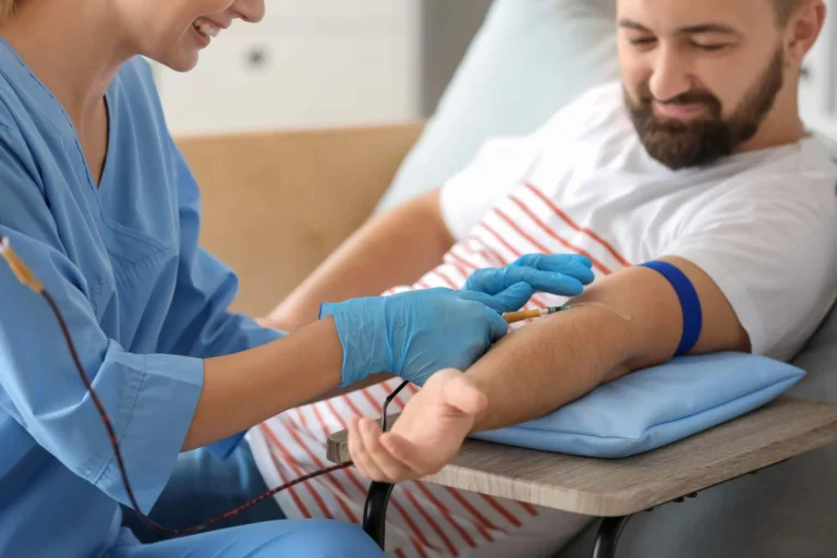 man donates blood scaled