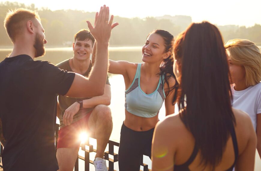 A team of athletes training together.