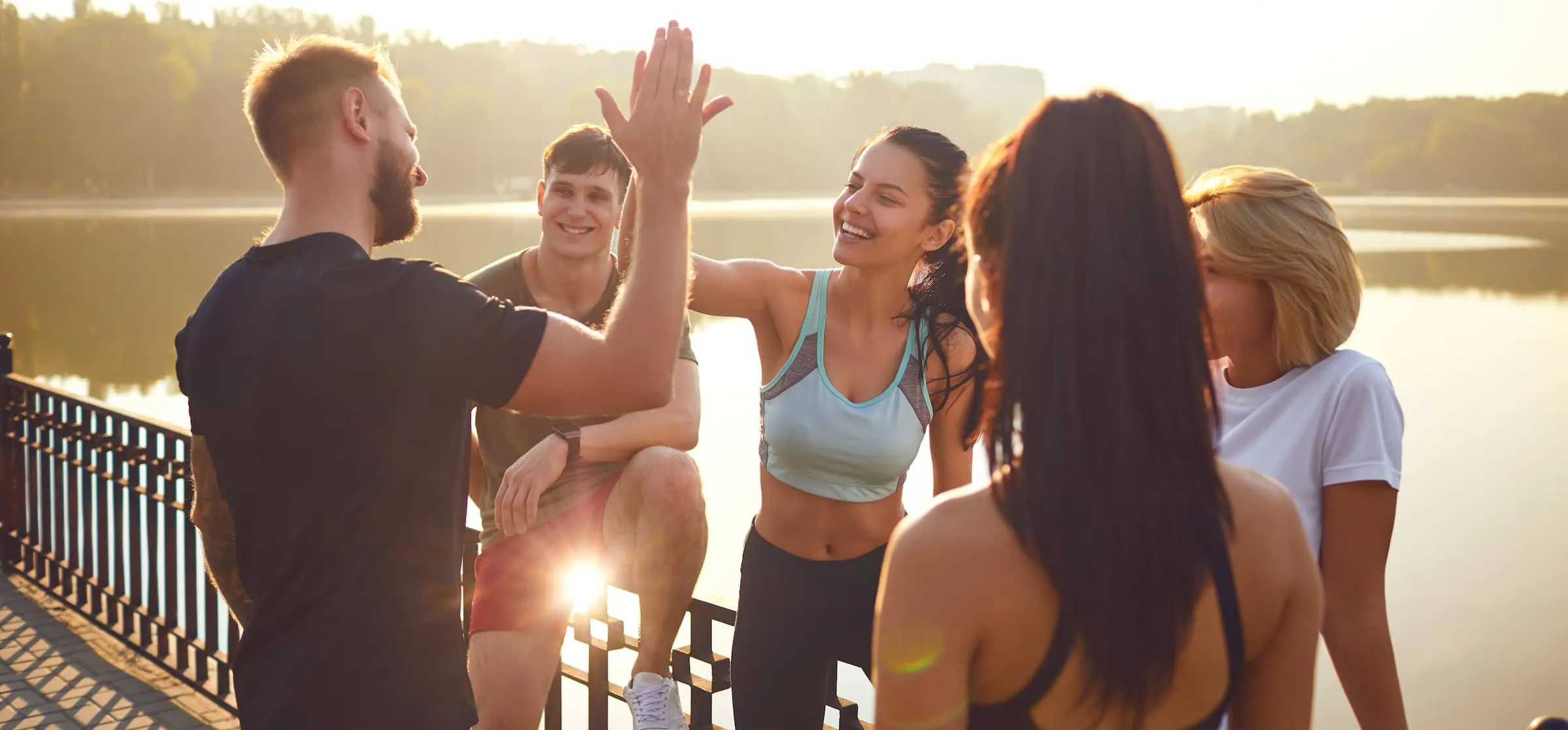 A team of athletes training together.