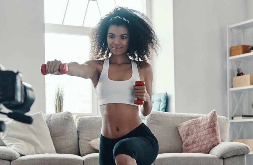 fit woman worksout in front of camera