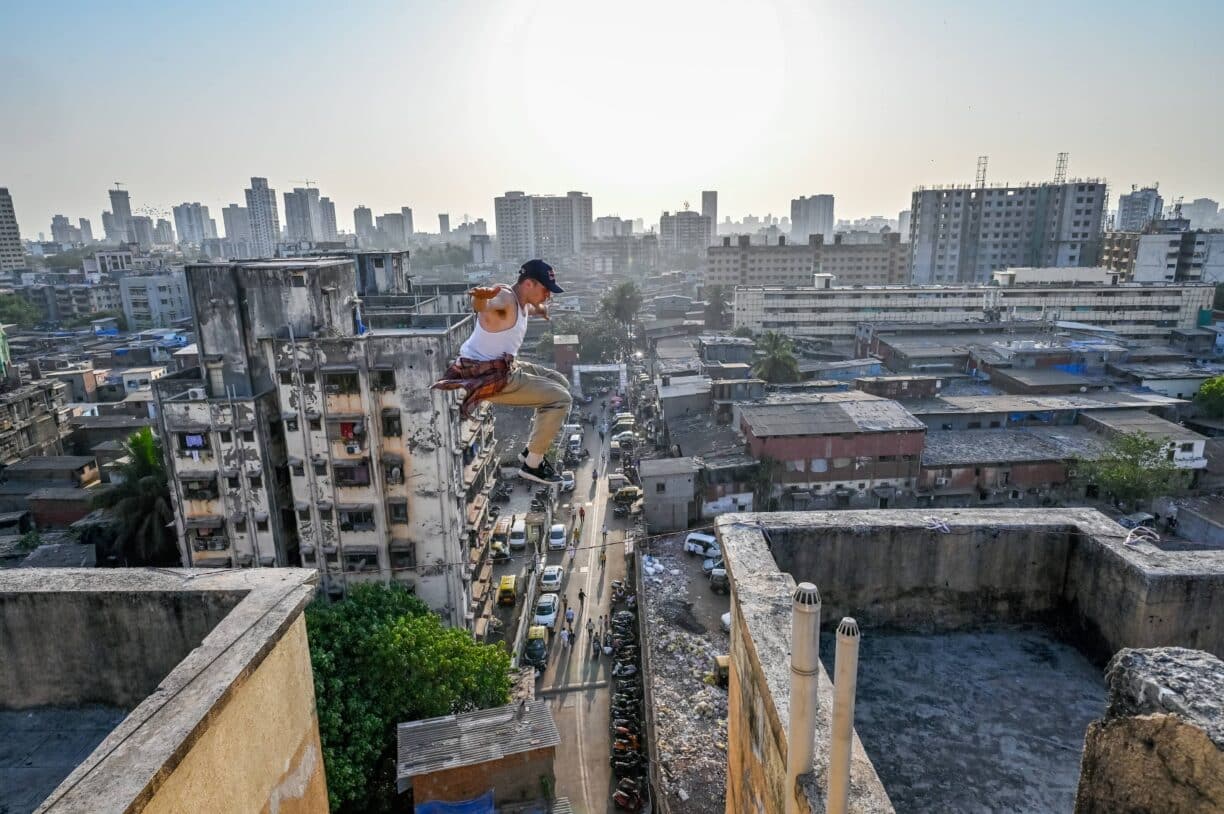 Jason paul jumps over mumbai buildings