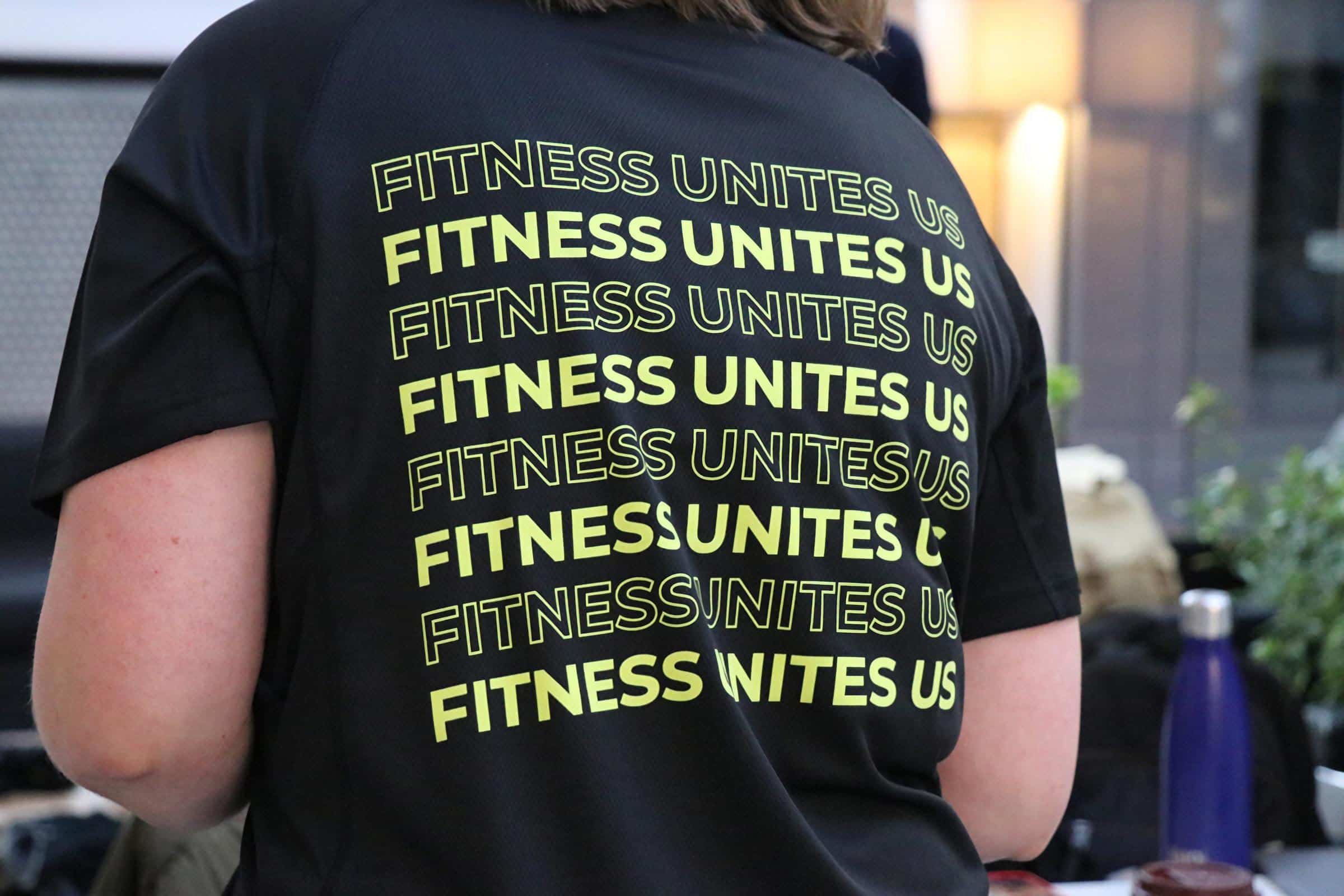 Gym goer wears t-shirt for national fitness day