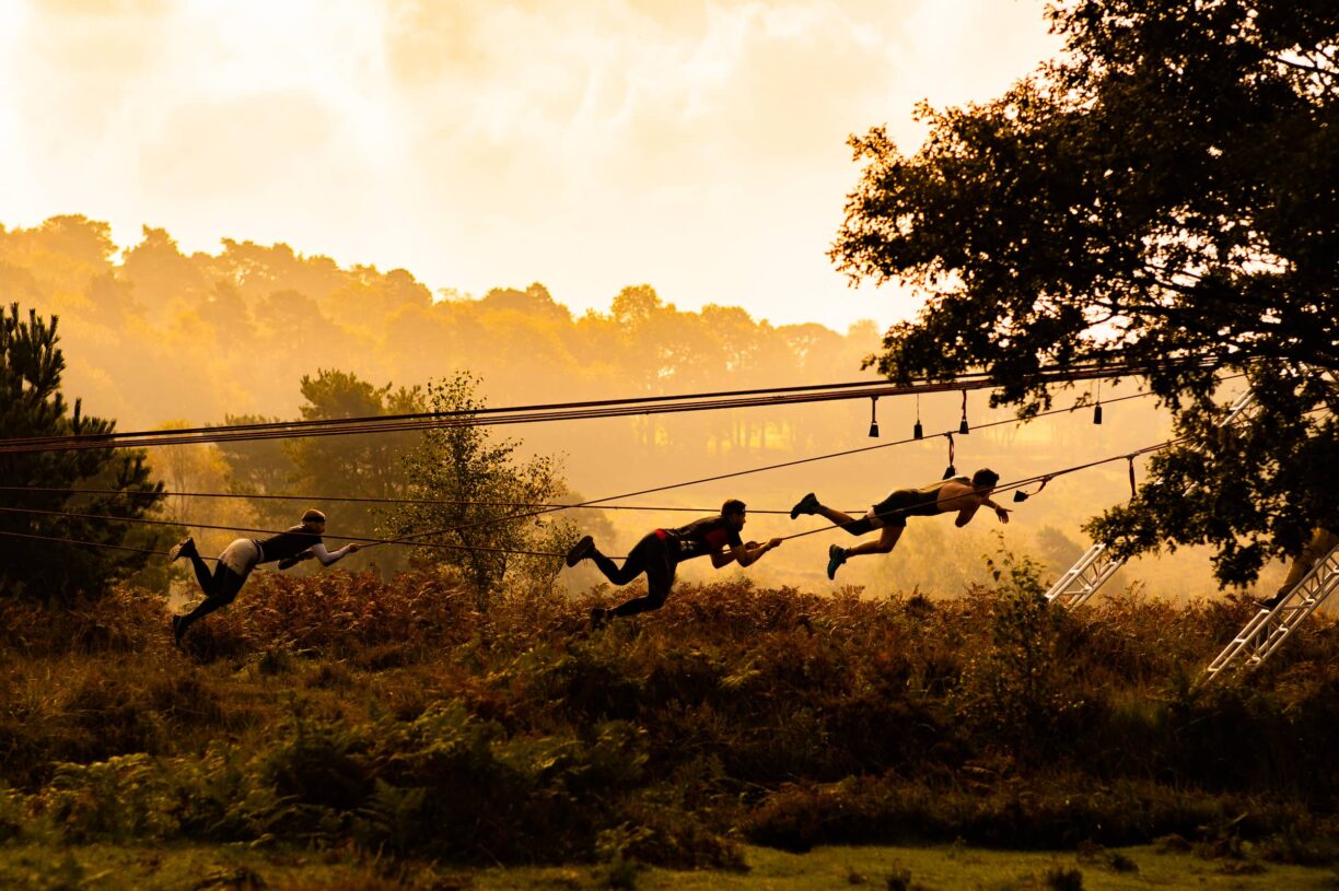 spartan athletes on zip rope