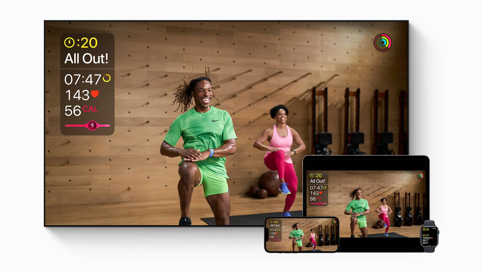 Apple-fitness-plus athletes use-hiit-workout-device