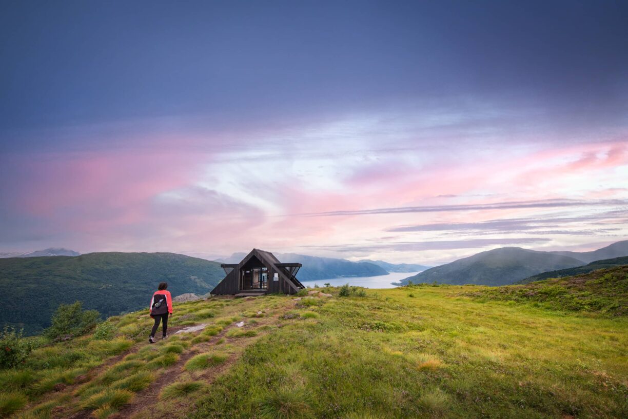 Many places in Fjord Norway, you can find easy hiking trails to cabins like this.