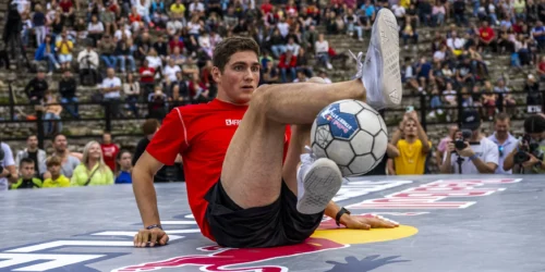 Erlend Fagerli of Norway performs during the Red Bull Street Style World finals in Pula