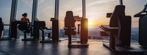 woman exercise looking out of window