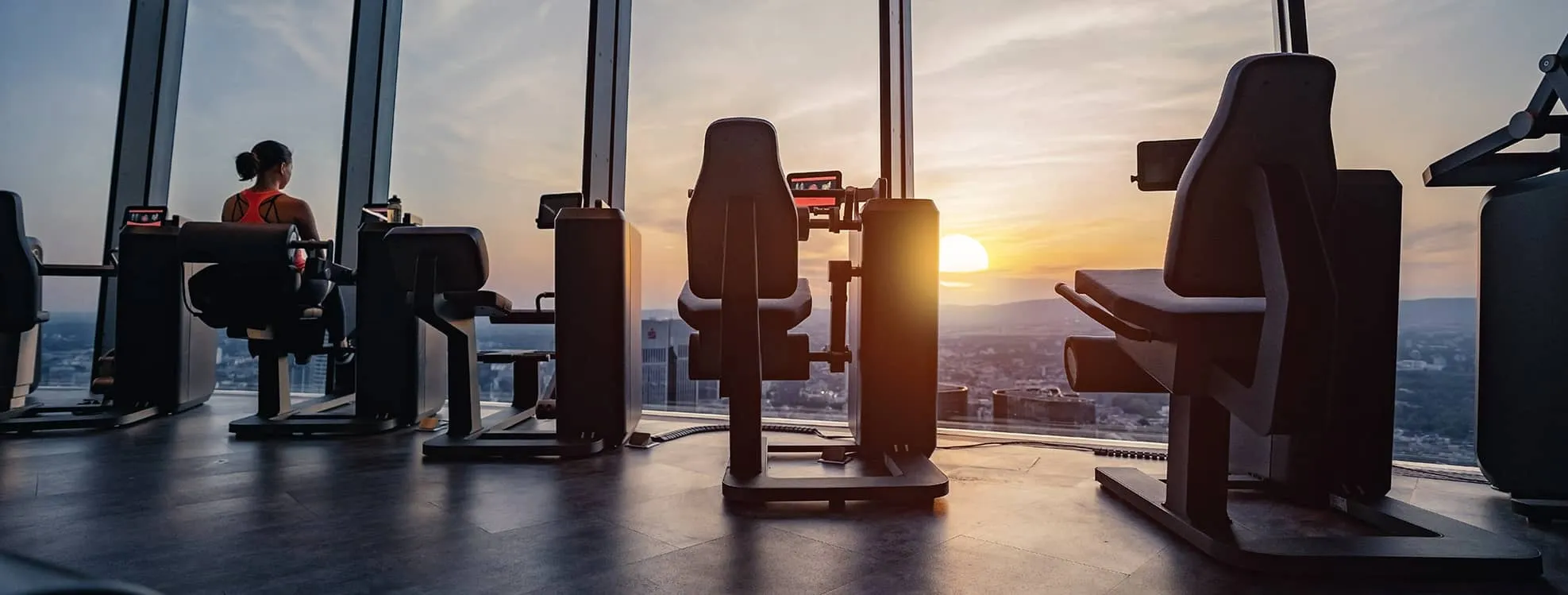 woman exercise looking out of window