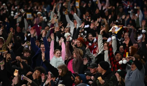 rugby crowd cheer