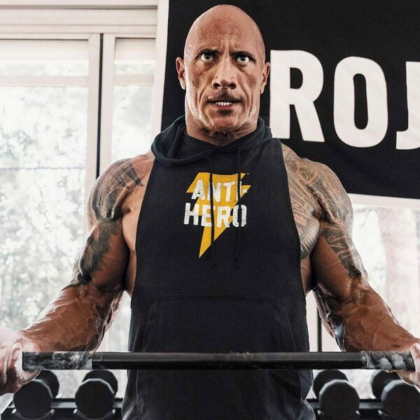 the rock lifting barbell with chains