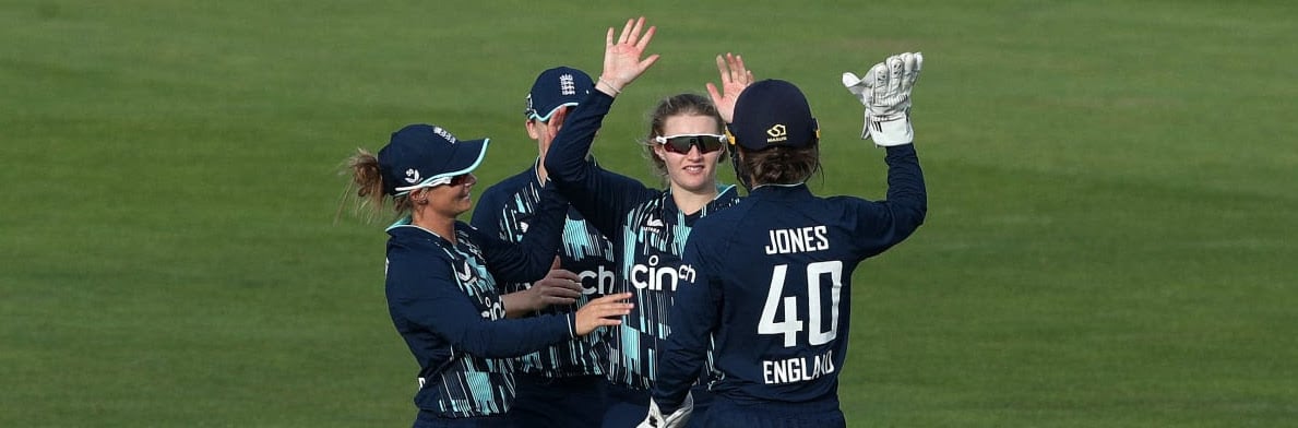England celebrate a wicket in the summer