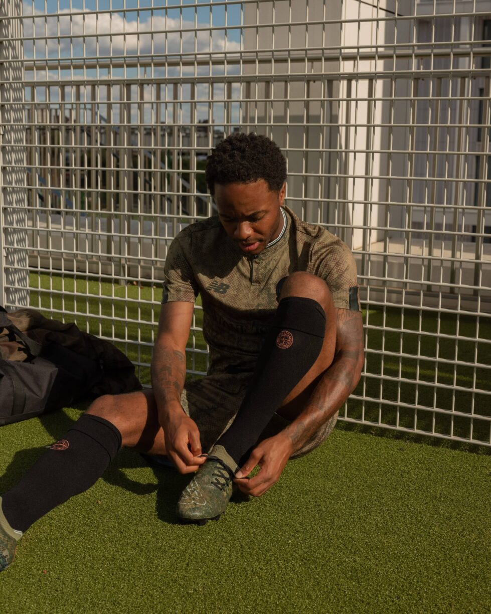 Raheem Stirling Reps The Stone Island And New Balance Collection