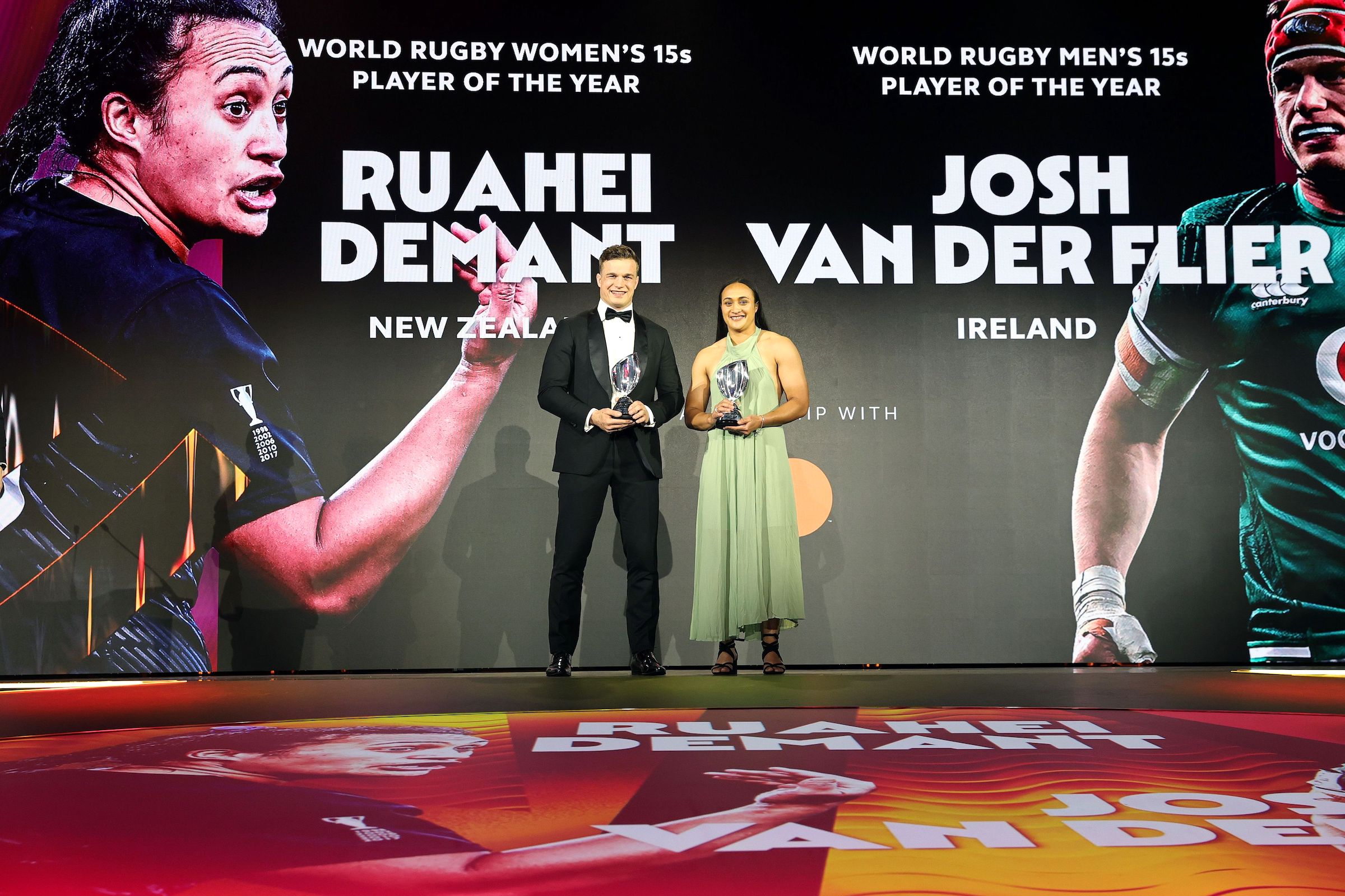 World rugby players of the year 2022 - josh van der flier (ireland) and ruahei demant (new zealand)