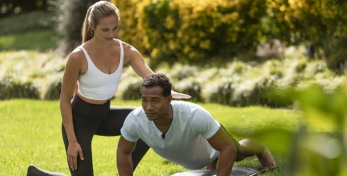 fitness trainer with student