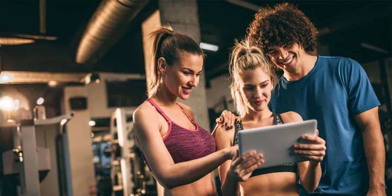 group of friends in a gym