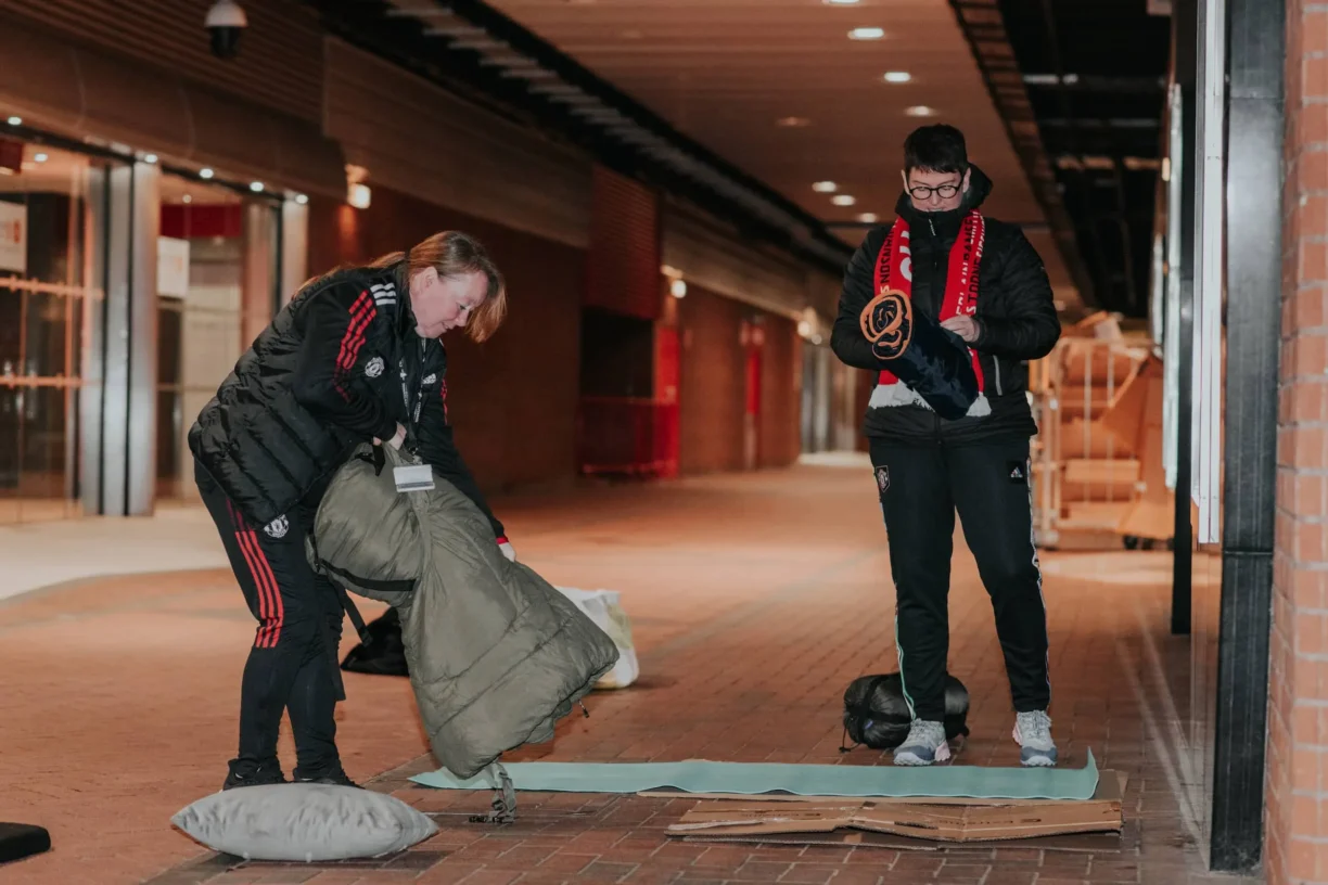 Supporters bed down for the night