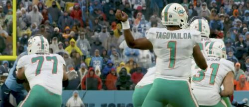 Tua Tagovailoa in action verses the Titans