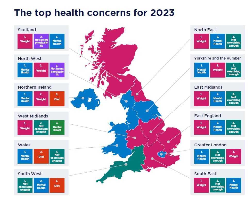 Health worries map graphic