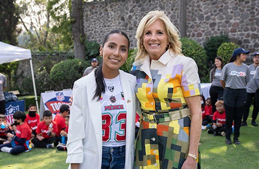 First Lady Of The United States Visits Tochito NFL Flag Football Program In Mexico City
