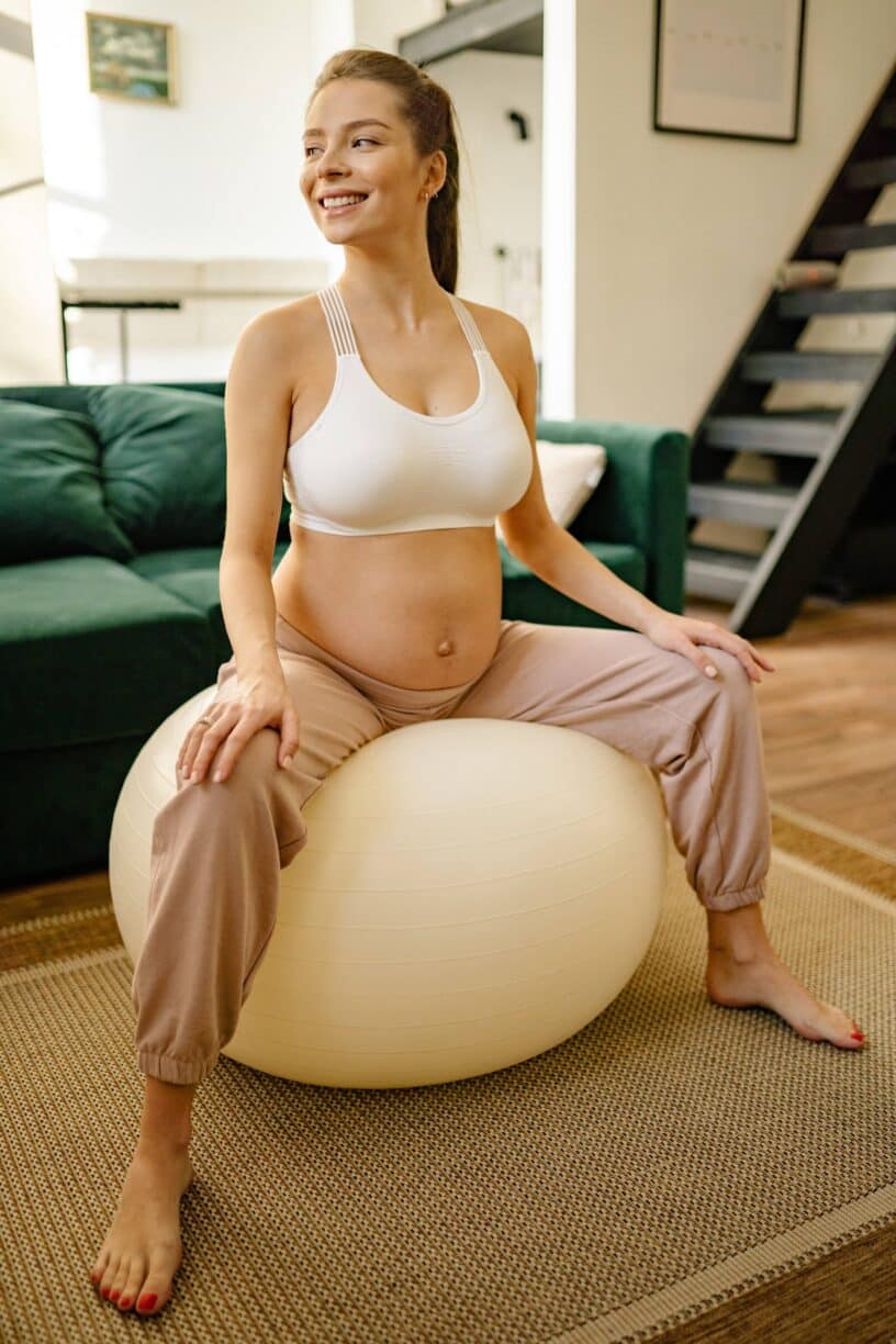 Pregnant woman on gymball