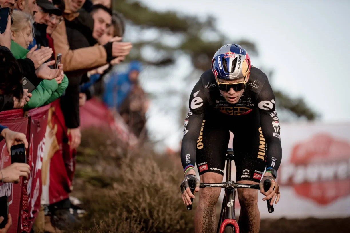 Wout van Aert (BEL) racing the World Cup race in Zonhoven, Belgium - 8 january 2023
