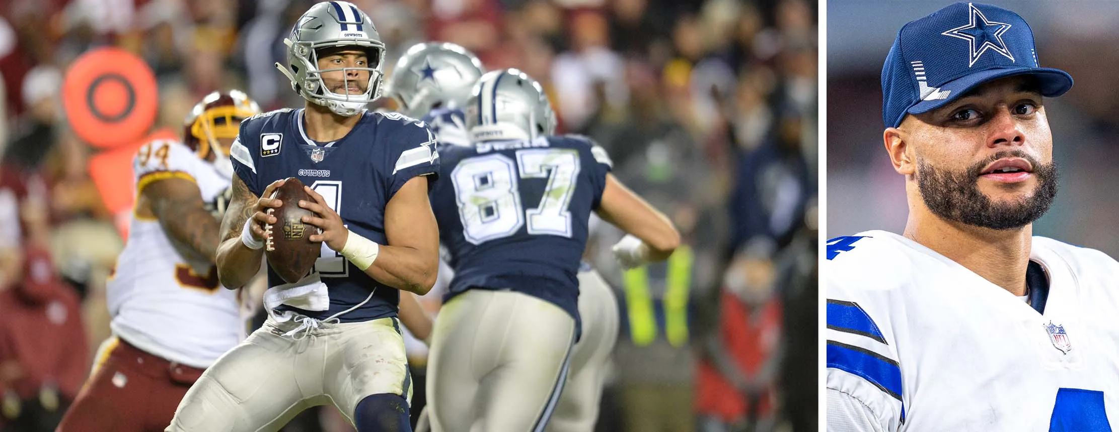 Dak Prescott in action for the Dallas Cowboys vs Washington Redskins.