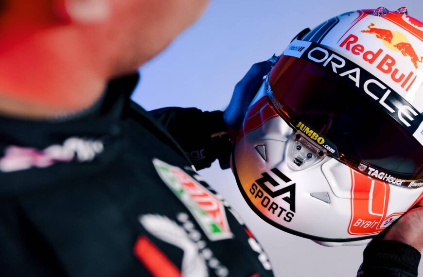 Max Verstappen with EA SPORTS logo on helmet