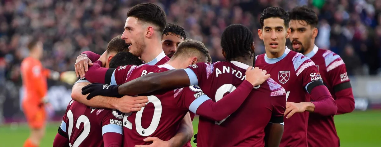 West Ham Players celebrate after a goal