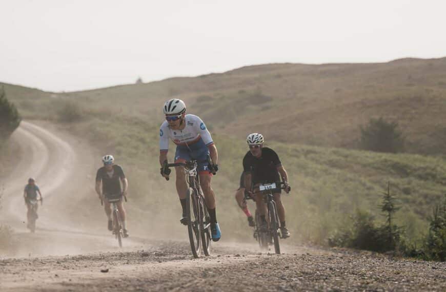 cyclists on gravel road