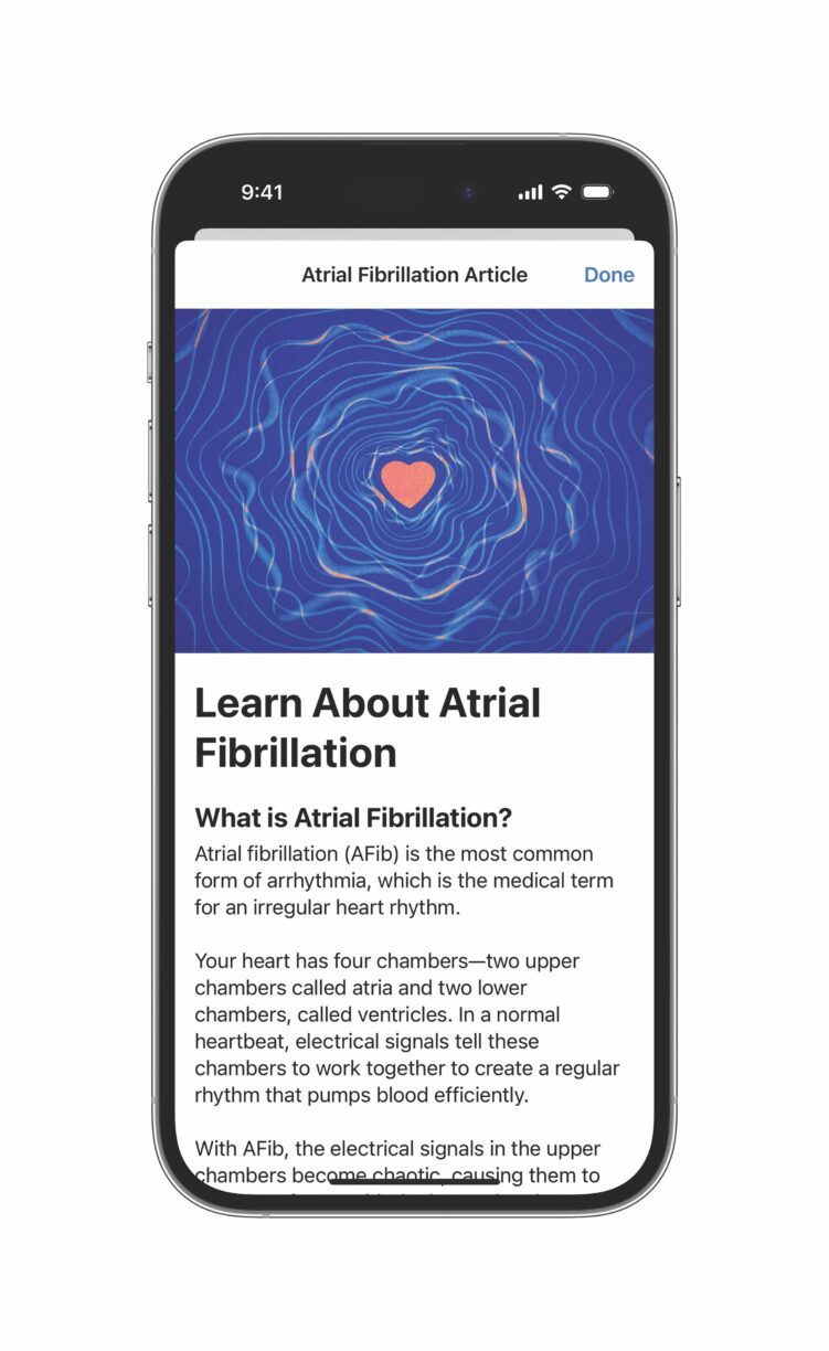 iPhone_Health app_AFib Educational Article