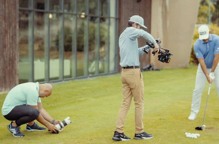 lee westwood being filmed hitting golf balls
