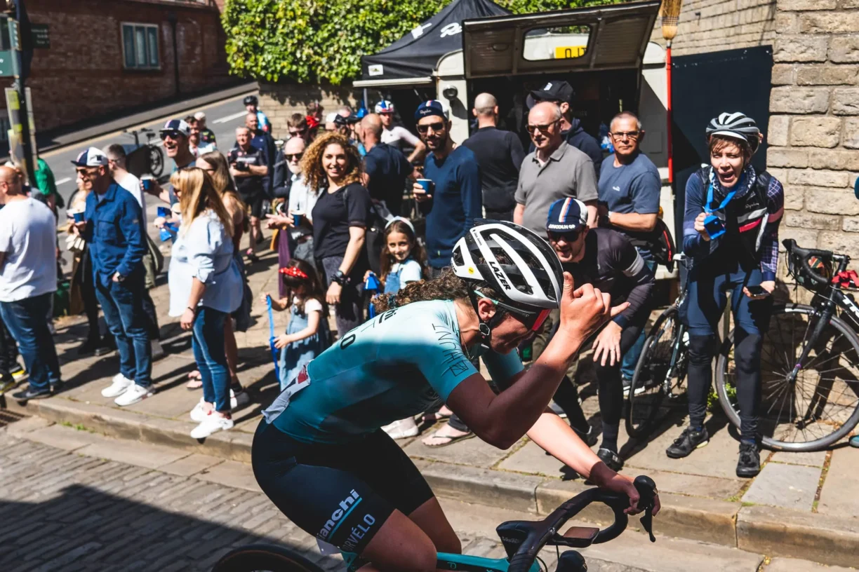 lincoln GP cyclist smiles to the crowd