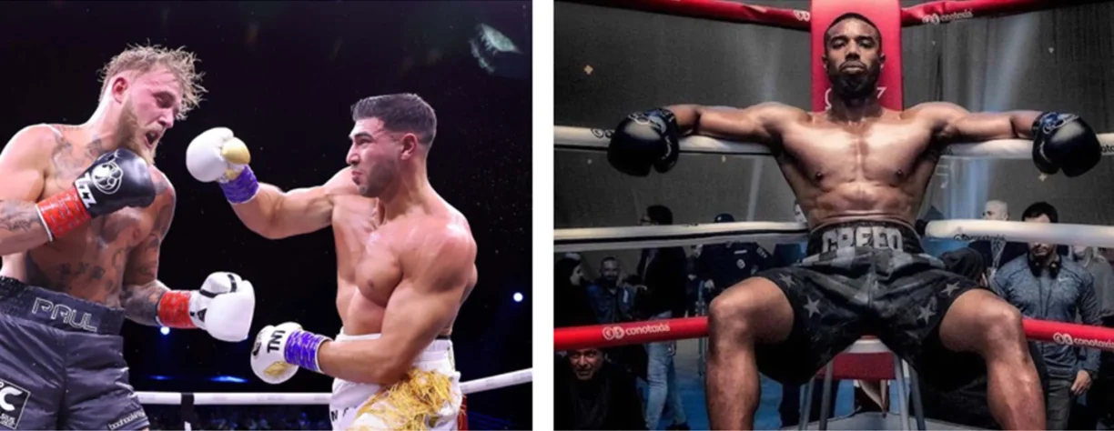 jake paul and tommy fury boxing with movie creed