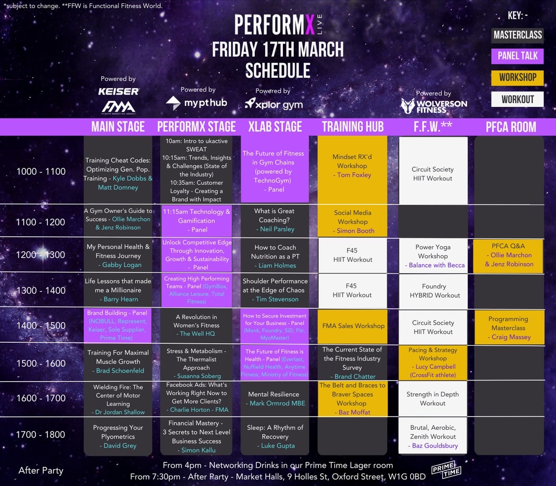 Performx 2023 friday lineup