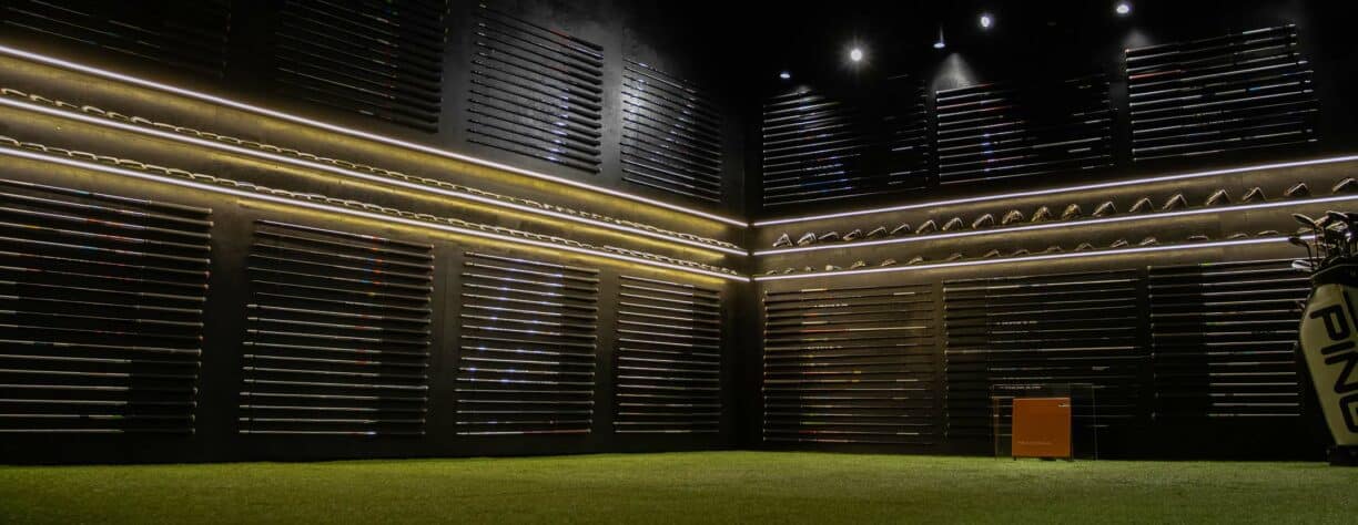 room full of golf clubs