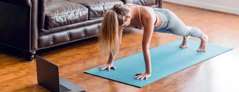 woman working out at home