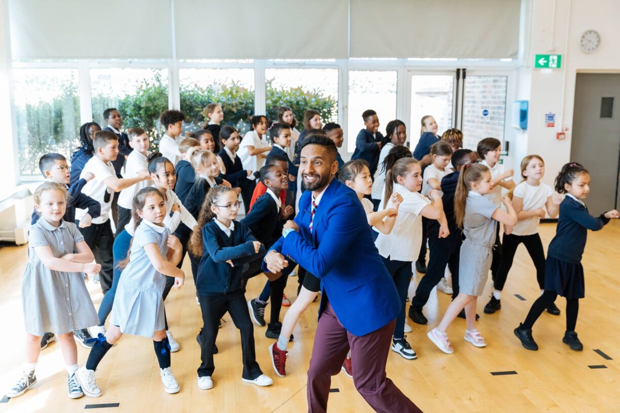 National numeracy day live national numeracy ambassador bobby seagull dances with children from rosetta primary school london. Credit national numeracy
