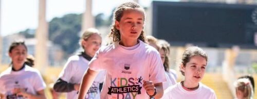 children race wearing kids athletics day t-shirts