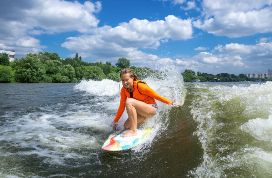 young person wakesurfing