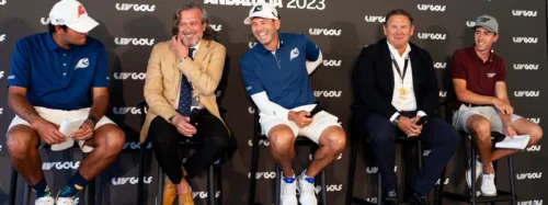 From left to right: Eugenio Chacarra of Fireballs GC, Vice-Minister of Tourism, Culture and Sport, Victor González, Captain Sergio Garcia of Fireballs GC, General Manager of Real Club Valderrama Javier Reviriego, and David Puig of Torque GC