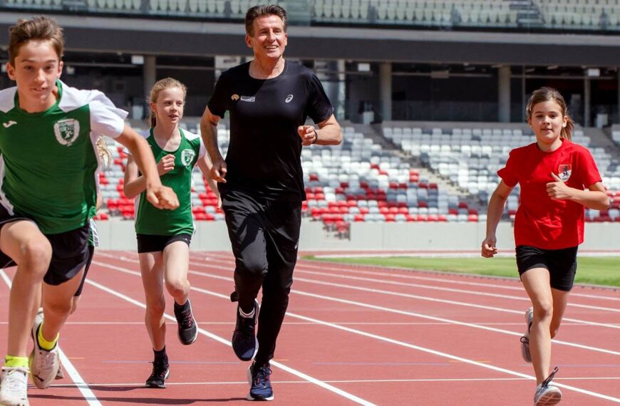 Lord Sebastian Coe races against youngsters