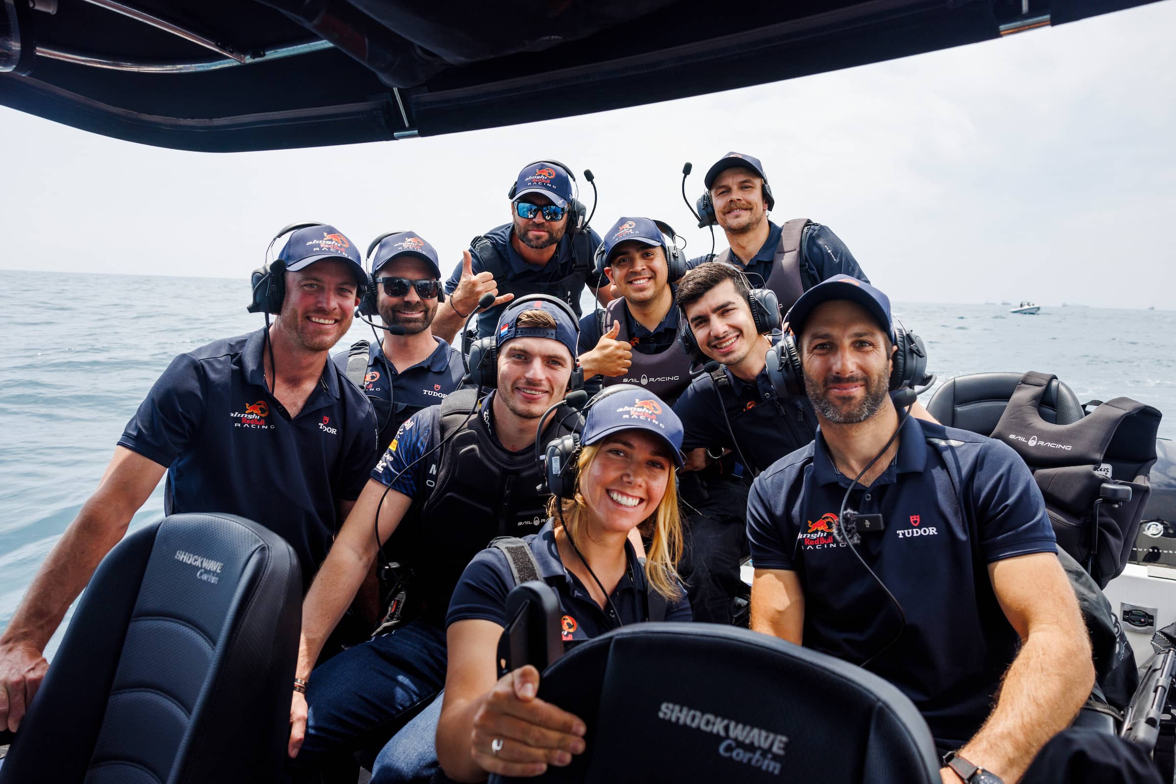 Pressmare  F1 Max Verstappen and Adrian Newey at the Alinghi RedBull base  in Barcelona