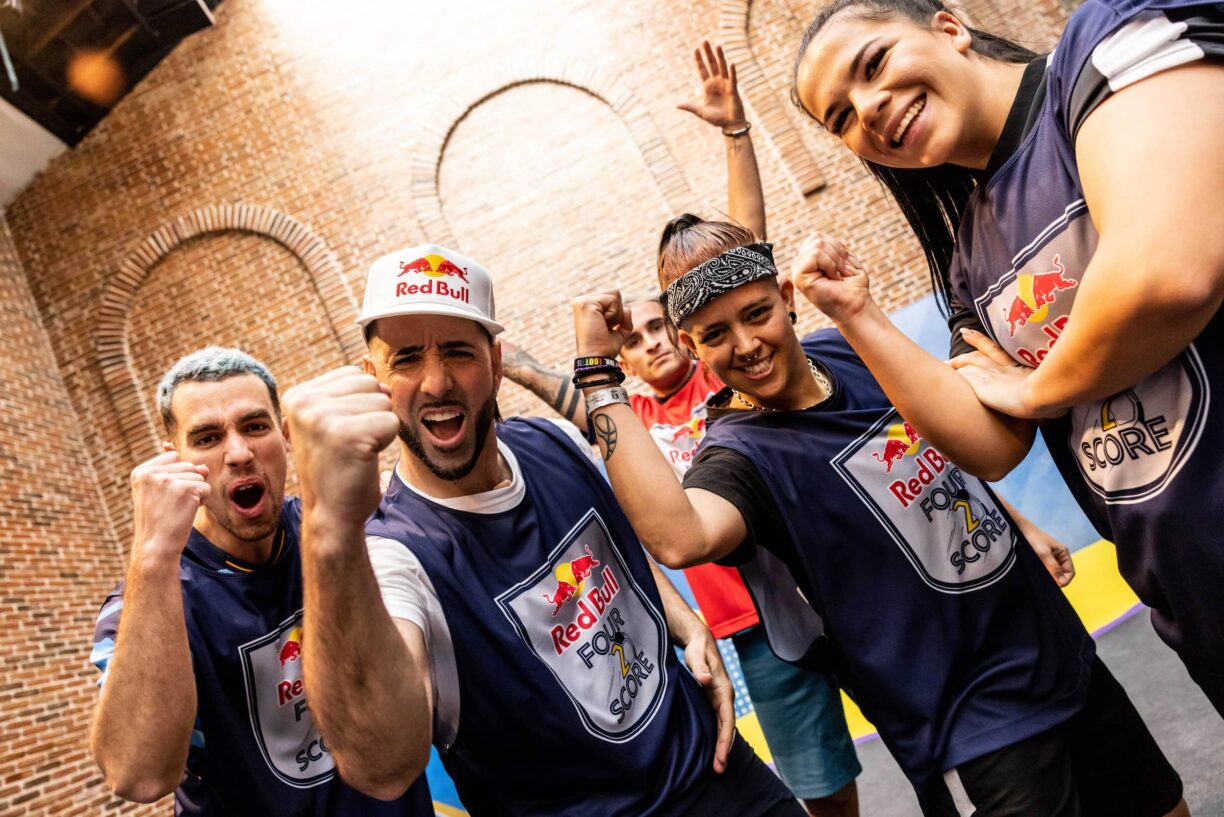 Winners celebrate on the court at red bull four 2 score in madrid spain on 21 of february 2023