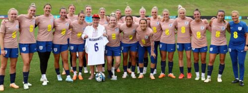 Margaret ‘Paddy’ McGroarty with Englands Lionesses
