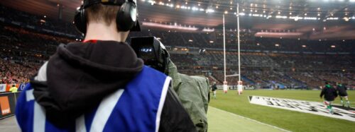 cameraman at a rugby match